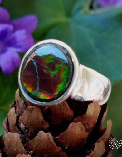 Серебрянное кольцо с Аммолитом, размер 17